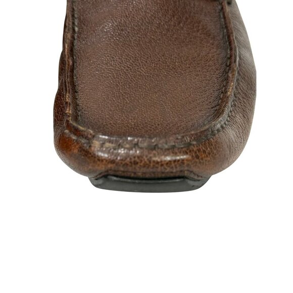 Bally Mens Waldan Driving Loafer Shoes Brown Leather Red Cream Stripe Size US 9? - Picture 14 of 16